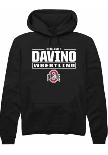 Benjamin Davino Rally Mens Black Ohio State Buckeyes NIL Stacked Box Hooded Sweatshirt