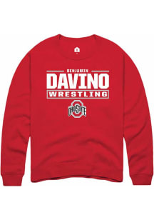 Benjamin Davino Rally Mens Red Ohio State Buckeyes NIL Stacked Box Crew Sweatshirt