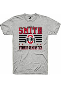 Cameron Smith  Ohio State Buckeyes Ash Rally NIL Striped Short Sleeve T Shirt