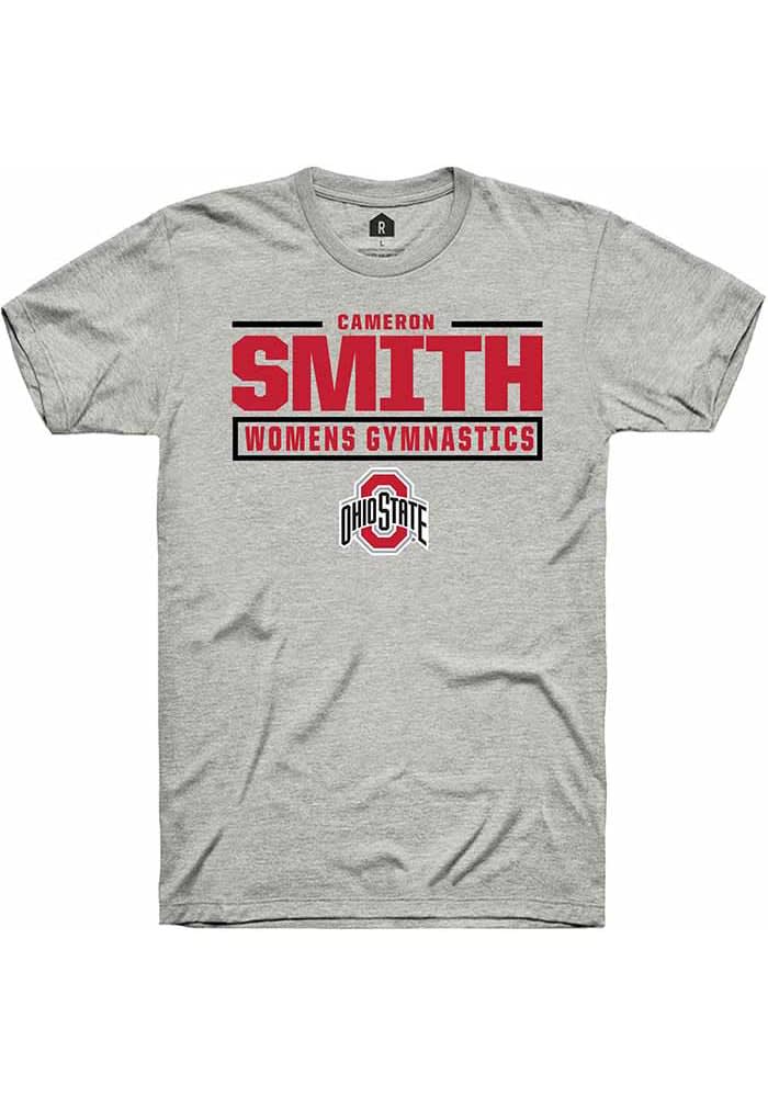 Cameron Smith Ohio State Buckeyes Ash Rally NIL Stacked Box Short Sleeve T Shirt