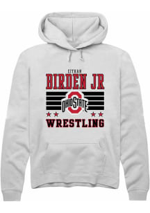 e’Than Birden Jr Rally Mens White Ohio State Buckeyes NIL Striped Hooded Sweatshirt