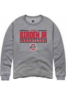 e’Than Birden Jr Rally Mens Graphite Ohio State Buckeyes NIL Stacked Box Crew Sweatshirt