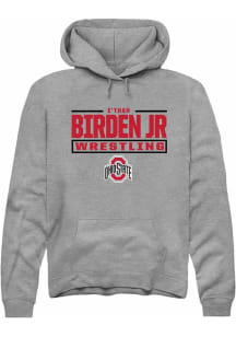 e’Than Birden Jr Rally Mens Graphite Ohio State Buckeyes NIL Stacked Box Hooded Sweatshirt