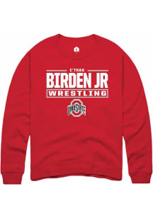 e’Than Birden Jr Rally Mens Red Ohio State Buckeyes NIL Stacked Box Crew Sweatshirt