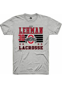 Jack Lehman Ash Ohio State Buckeyes NIL Striped Short Sleeve T Shirt