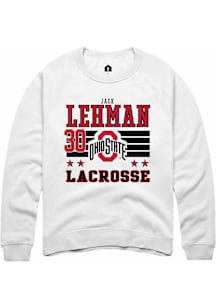 Jack Lehman  Rally Ohio State Buckeyes Mens White NIL Striped Long Sleeve Crew Sweatshirt