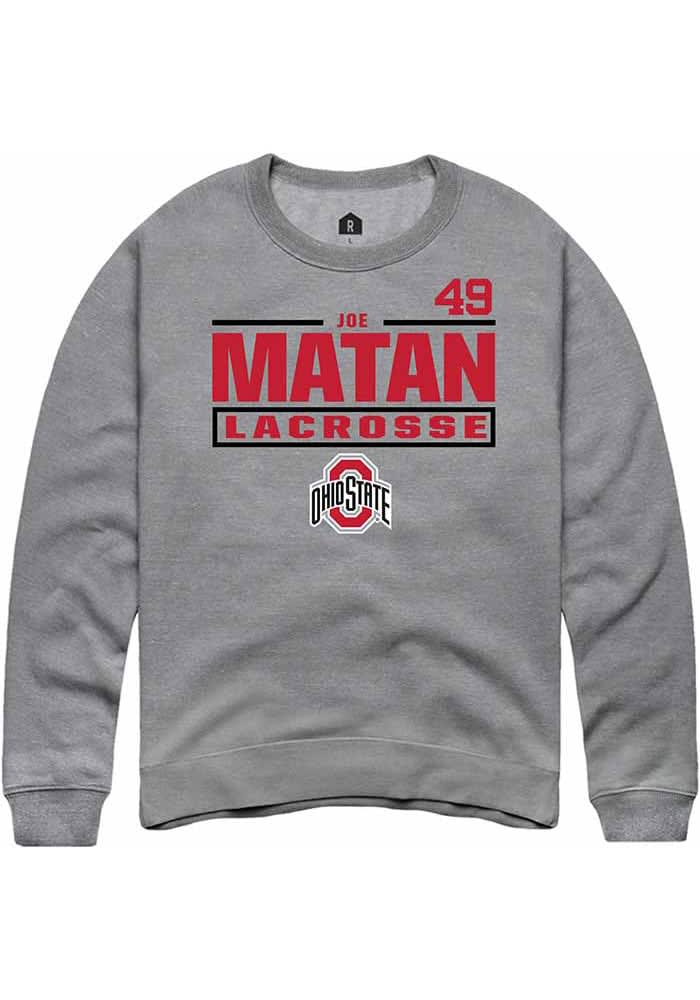 Joe Matan  Rally Ohio State Buckeyes Mens Graphite NIL Stacked Box Long Sleeve Crew Sweatshirt