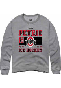 Jordyn Petrie Rally Mens Grey Ohio State Buckeyes NIL Striped Crew Sweatshirt