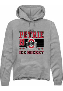 Jordyn Petrie Rally Mens Grey Ohio State Buckeyes NIL Striped Hooded Sweatshirt