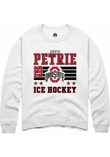 Jordyn Petrie Rally Mens White Ohio State Buckeyes NIL Striped Crew Sweatshirt