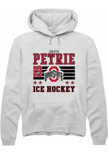 Jordyn Petrie Rally Mens White Ohio State Buckeyes NIL Striped Hooded Sweatshirt