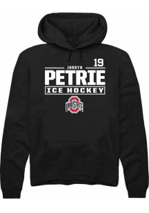 Jordyn Petrie Rally Mens Black Ohio State Buckeyes NIL Stacked Box Hooded Sweatshirt
