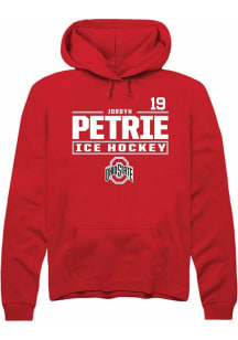 Jordyn Petrie Rally Mens Red Ohio State Buckeyes NIL Stacked Box Hooded Sweatshirt