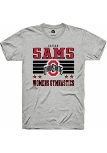 Reagan Sams Ash Ohio State Buckeyes NIL Striped Short Sleeve T Shirt