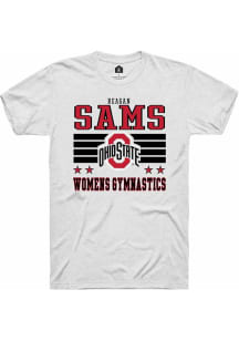 Reagan Sams White Ohio State Buckeyes NIL Striped Short Sleeve T Shirt