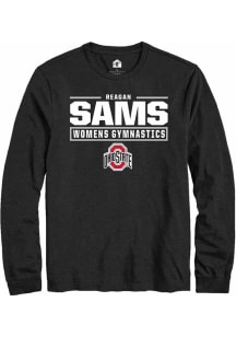 Reagan Sams Rally Mens Black Ohio State Buckeyes NIL Stacked Box Tee