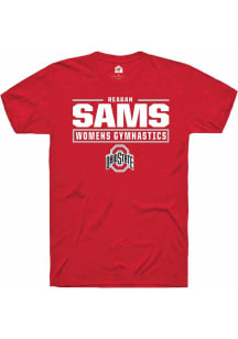 Reagan Sams Red Ohio State Buckeyes NIL Stacked Box Short Sleeve T Shirt