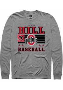Spencer Hill Rally Mens Grey Ohio State Buckeyes NIL Striped Tee