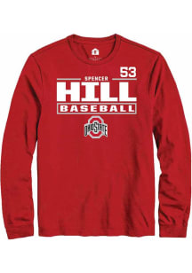 Spencer Hill Rally Mens Red Ohio State Buckeyes NIL Stacked Box Tee