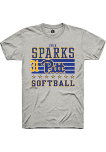 Gwen Sparks Ash Pitt Panthers NIL Striped Short Sleeve T Shirt