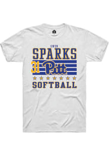 Gwen Sparks White Pitt Panthers NIL Striped Short Sleeve T Shirt