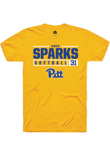 Gwen Sparks Gold Pitt Panthers NIL Stacked Box Short Sleeve T Shirt