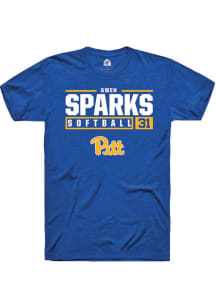 Gwen Sparks Blue Pitt Panthers NIL Stacked Box Short Sleeve T Shirt