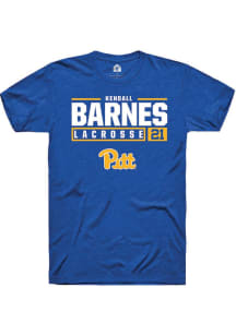 Kendall Barnes Blue Pitt Panthers NIL Stacked Box Short Sleeve T Shirt