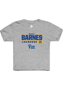 Kendall Barnes Rally Youth Grey Pitt Panthers NIL Stacked Box Short Sleeve T-Shirt