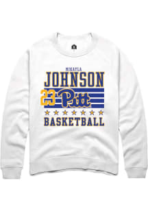 Mikayla Johnson Rally Mens White Pitt Panthers NIL Striped Crew Sweatshirt