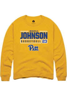 Mikayla Johnson Rally Mens Gold Pitt Panthers NIL Stacked Box Crew Sweatshirt