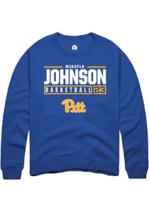 Mikayla Johnson Rally Mens Blue Pitt Panthers NIL Stacked Box Crew Sweatshirt