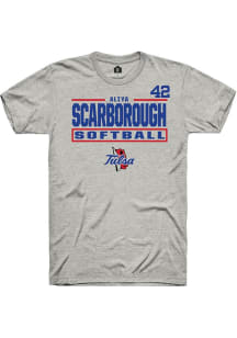 Aliya Scarborough Ash Tulsa Golden Hurricane NIL Stacked Box Short Sleeve T Shirt