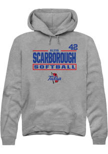 Aliya Scarborough Rally Mens Graphite Tulsa Golden Hurricane NIL Stacked Box Hooded Sweatshirt