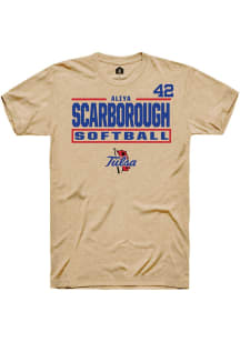 Aliya Scarborough Tan Tulsa Golden Hurricane NIL Stacked Box Short Sleeve T Shirt