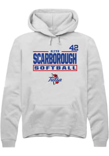 Aliya Scarborough Rally Mens White Tulsa Golden Hurricane NIL Stacked Box Hooded Sweatshirt