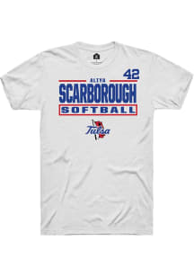 Aliya Scarborough White Tulsa Golden Hurricane NIL Stacked Box Short Sleeve T Shirt