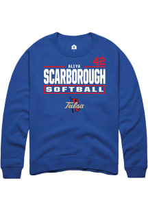 Aliya Scarborough Rally Mens Blue Tulsa Golden Hurricane NIL Stacked Box Crew Sweatshirt