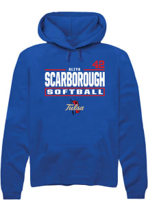 Aliya Scarborough Rally Mens Blue Tulsa Golden Hurricane NIL Stacked Box Hooded Sweatshirt