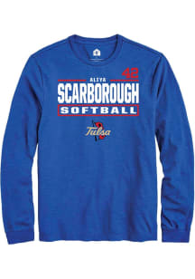 Aliya Scarborough Rally Mens Blue Tulsa Golden Hurricane NIL Stacked Box Tee