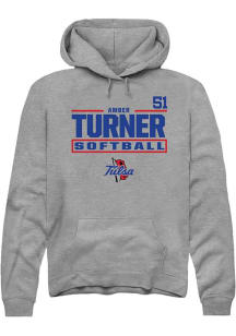 Amber Turner Rally Mens Graphite Tulsa Golden Hurricane NIL Stacked Box Hooded Sweatshirt