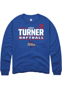 Amber Turner Rally Mens Blue Tulsa Golden Hurricane NIL Stacked Box Crew Sweatshirt