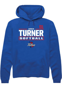 Amber Turner Rally Mens Blue Tulsa Golden Hurricane NIL Stacked Box Hooded Sweatshirt