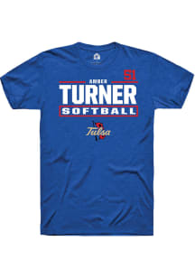 Amber Turner Blue Tulsa Golden Hurricane NIL Stacked Box Short Sleeve T Shirt