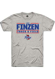 Luke Finzen Ash Tulsa Golden Hurricane NIL Stacked Box Short Sleeve T Shirt