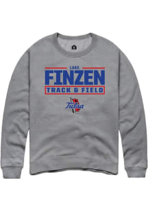 Luke Finzen Rally Mens Graphite Tulsa Golden Hurricane NIL Stacked Box Crew Sweatshirt