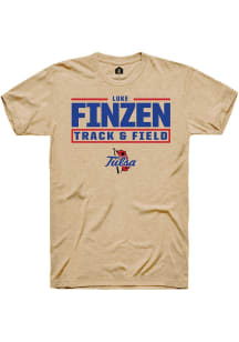 Luke Finzen Tan Tulsa Golden Hurricane NIL Stacked Box Short Sleeve T Shirt