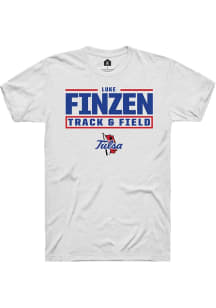 Luke Finzen White Tulsa Golden Hurricane NIL Stacked Box Short Sleeve T Shirt