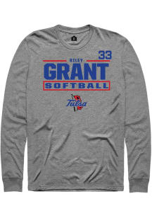 Riley Grant Rally Mens Graphite Tulsa Golden Hurricane NIL Stacked Box Tee