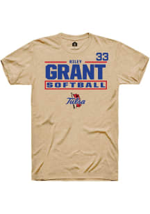 Riley Grant Tan Tulsa Golden Hurricane NIL Stacked Box Short Sleeve T Shirt
